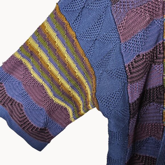 Luxury Cotton Womens XS Knit Boho Retro Style Granny Hippy Stripe Fall Cardigan - Picture 7 of 12